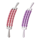 Maxbell Massage Roller Stick Workout Indoor Thighs Gym Three Rows 90 Degree Bendable Pink