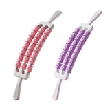 Maxbell Massage Roller Stick Workout Indoor Thighs Gym Three Rows 90 Degree Bendable Pink