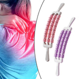 Maxbell Massage Roller Stick Workout Indoor Thighs Gym Three Rows 90 Degree Bendable Pink