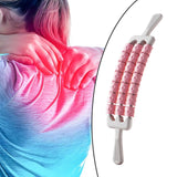 Maxbell Massage Roller Stick Workout Indoor Thighs Gym Three Rows 90 Degree Bendable Pink