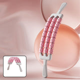 Maxbell Massage Roller Stick Workout Indoor Thighs Gym Three Rows 90 Degree Bendable Pink