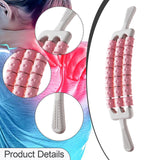 Maxbell Massage Roller Stick Workout Indoor Thighs Gym Three Rows 90 Degree Bendable Pink