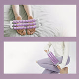 Maxbell Massage Roller Stick Workout Indoor Thighs Gym Three Rows 90 Degree Bendable Purple