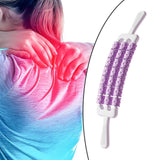 Maxbell Massage Roller Stick Workout Indoor Thighs Gym Three Rows 90 Degree Bendable Purple