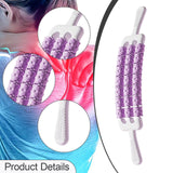 Maxbell Massage Roller Stick Workout Indoor Thighs Gym Three Rows 90 Degree Bendable Purple
