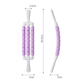 Maxbell Massage Roller Stick Workout Indoor Thighs Gym Three Rows 90 Degree Bendable Purple