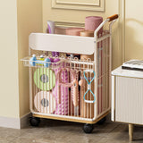 Maxbell Yoga Mat Storage Basket with Wheels Portable Laundry Basket for Workout Room