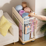 Maxbell Yoga Mat Storage Basket with Wheels Portable Laundry Basket for Workout Room