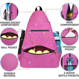 Maxbell Tennis Racket Shoulder Bag with Shoe Compartment Portable Badminton Backpack rose red