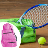 Maxbell Tennis Racket Shoulder Bag with Shoe Compartment Portable Badminton Backpack rose red