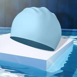 Maxbell Swim Cap Swim Gear Silicone for Curly Short Medium Long Hair Men Women Beach Blue