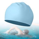 Maxbell Swim Cap Swim Gear Silicone for Curly Short Medium Long Hair Men Women Beach Blue