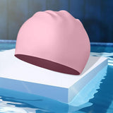 Maxbell Swim Cap Swim Gear Silicone for Curly Short Medium Long Hair Men Women Beach Pink