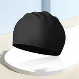 Maxbell Swim Cap Swim Gear Silicone for Curly Short Medium Long Hair Men Women Beach Black