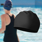 Maxbell Swim Cap Swim Gear Silicone for Curly Short Medium Long Hair Men Women Beach Black