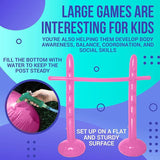 Maxbell Inflatable High Jump Bar Fitness Game Prop for Family Gatherings Adults Kids Pink