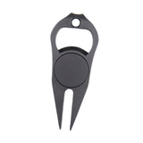 Maxbell Golf Divot Repair Fork Rustproof Zinc Alloy Bottle Opener for Outdoor Sports Black
