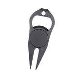 Maxbell Golf Divot Repair Fork Rustproof Zinc Alloy Bottle Opener for Outdoor Sports Black