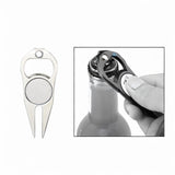 Maxbell Golf Divot Repair Fork Rustproof Zinc Alloy Bottle Opener for Outdoor Sports Silver