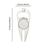 Maxbell Golf Divot Repair Fork Rustproof Zinc Alloy Bottle Opener for Outdoor Sports Silver