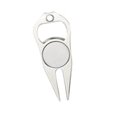 Maxbell Golf Divot Repair Fork Rustproof Zinc Alloy Bottle Opener for Outdoor Sports Silver