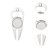 Maxbell Golf Divot Repair Fork Rustproof Zinc Alloy Bottle Opener for Outdoor Sports Silver