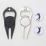 Maxbell Golf Divot Repair Fork Rustproof Zinc Alloy Bottle Opener for Outdoor Sports Silver