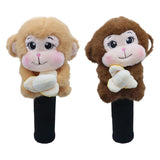 Maxbell Soft Plush Monkey Golf Wood Driver Headcover Golf Club Head Cover for Adults Light Brown