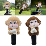 Maxbell Soft Plush Monkey Golf Wood Driver Headcover Golf Club Head Cover for Adults Light Brown