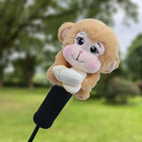 Maxbell Soft Plush Monkey Golf Wood Driver Headcover Golf Club Head Cover for Adults Light Brown