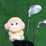 Maxbell Soft Plush Monkey Golf Wood Driver Headcover Golf Club Head Cover for Adults Light Brown