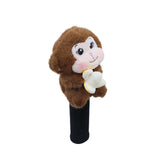 Maxbell Soft Plush Monkey Golf Wood Driver Headcover Golf Club Head Cover for Adults Dark Brown