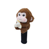 Maxbell Soft Plush Monkey Golf Wood Driver Headcover Golf Club Head Cover for Adults Dark Brown