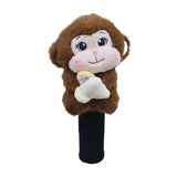 Maxbell Soft Plush Monkey Golf Wood Driver Headcover Golf Club Head Cover for Adults Dark Brown