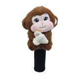 Maxbell Soft Plush Monkey Golf Wood Driver Headcover Golf Club Head Cover for Adults Dark Brown