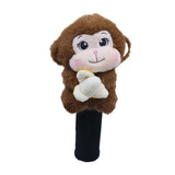 Maxbell Soft Plush Monkey Golf Wood Driver Headcover Golf Club Head Cover for Adults Dark Brown