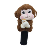 Maxbell Soft Plush Monkey Golf Wood Driver Headcover Golf Club Head Cover for Adults Dark Brown