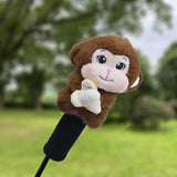 Maxbell Soft Plush Monkey Golf Wood Driver Headcover Golf Club Head Cover for Adults Dark Brown