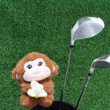 Maxbell Soft Plush Monkey Golf Wood Driver Headcover Golf Club Head Cover for Adults Dark Brown