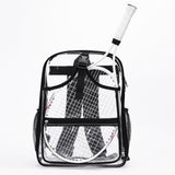 Maxbell Tennis Backpack Transparent PVC Large Capacity Tennis Rucksack for Men Women Black
