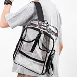 Maxbell Tennis Backpack Transparent PVC Large Capacity Tennis Rucksack for Men Women Black