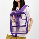 Maxbell Tennis Backpack Transparent PVC Large Capacity Tennis Rucksack for Men Women Purple