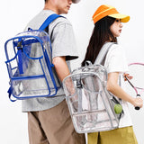 Maxbell Tennis Backpack Transparent PVC Large Capacity Tennis Rucksack for Men Women Blue
