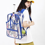 Maxbell Tennis Backpack Transparent PVC Large Capacity Tennis Rucksack for Men Women Blue
