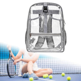 Maxbell Tennis Backpack Transparent PVC Large Capacity Tennis Rucksack for Men Women Gray