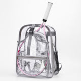 Maxbell Tennis Backpack Transparent PVC Large Capacity Tennis Rucksack for Men Women Gray
