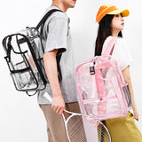 Maxbell Tennis Backpack Transparent PVC Large Capacity Tennis Rucksack for Men Women Pink
