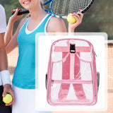 Maxbell Tennis Backpack Transparent PVC Large Capacity Tennis Rucksack for Men Women Pink