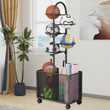 Maxbell Indoor Basketball Storage Rack Volleyball Stand for School Home Kindergarten Black