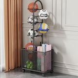 Maxbell Indoor Basketball Storage Rack Volleyball Stand for School Home Kindergarten Black